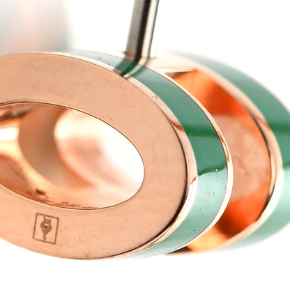 Hermes Rose Gold Lacquered Mini Pop H Earrings Malachite 4 of 5