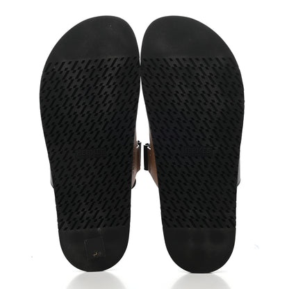 Hermes Calfskin Mens Chypre Sandals 45 Naturel Safari Black 5 of 15