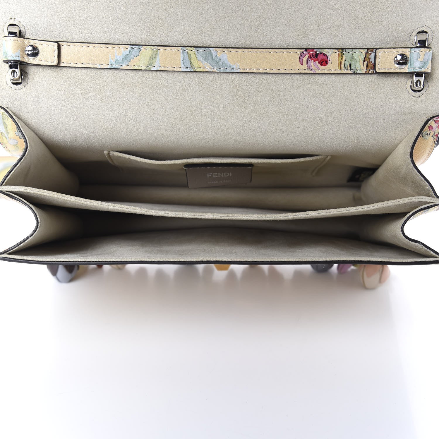 Fendi Vitello Marie Antoinette Print Rosebud Kan I Shoulder Bag Panna Multicolor 4 of 10