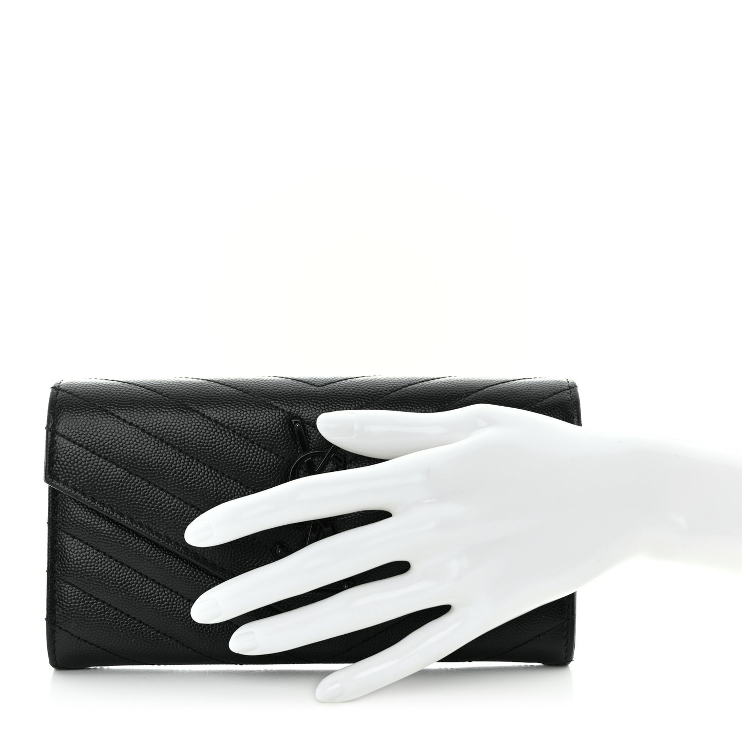 Grain De Poudre Matelasse Chevron Monogram Flap Wallet Black
