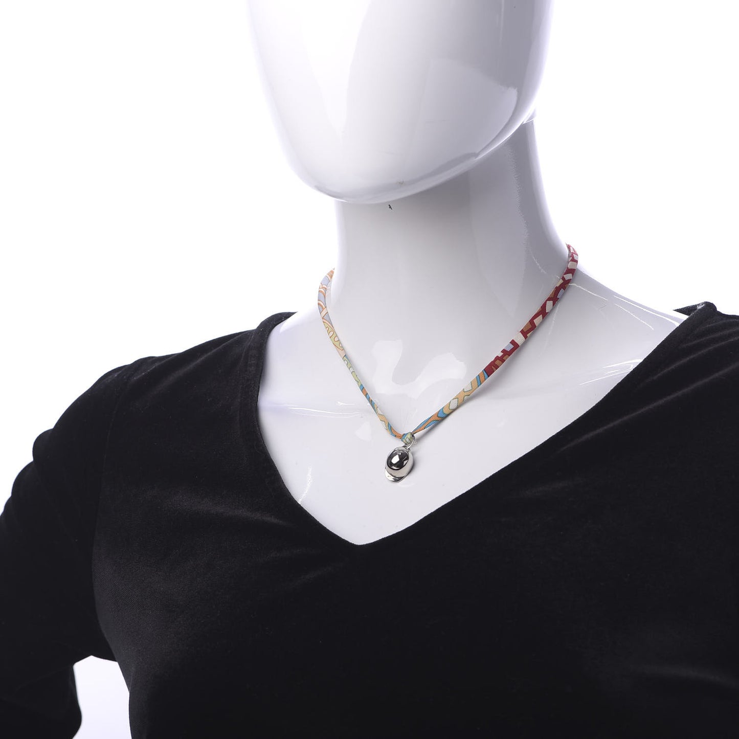 Palladium Silk Riding Helmet Pendant Necklace Multicolor
