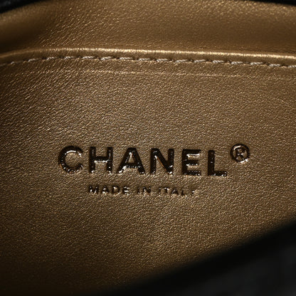 Chanel Shiny Lambskin Quilted Mini Pearl Logo Flap Black 7 of 10