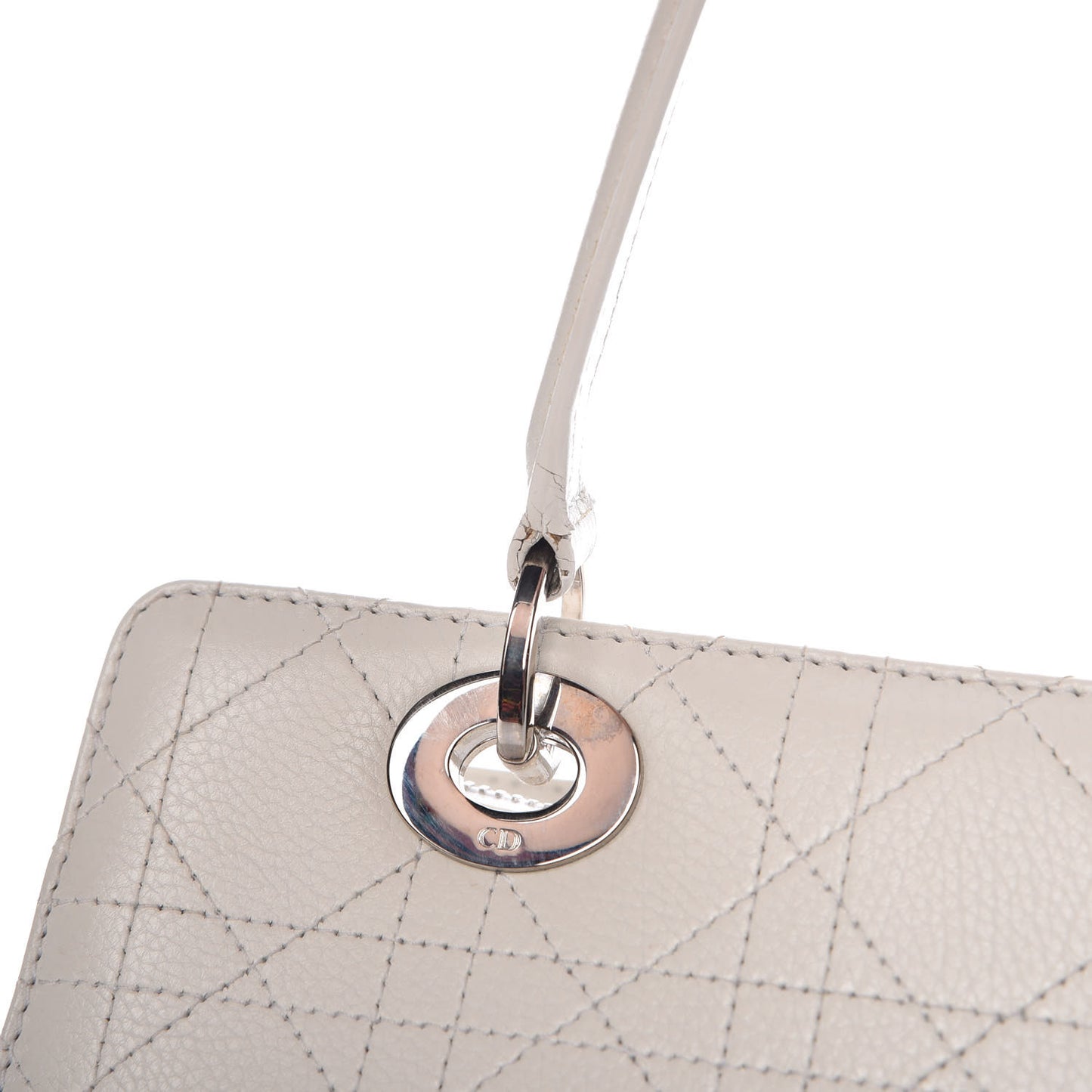 Calfskin Cannage Stitched East West Lady Dior White