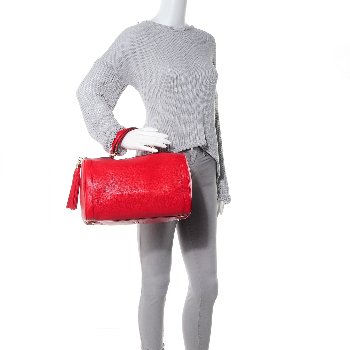 Pebbled Calfskin Medium Soho Boston Red