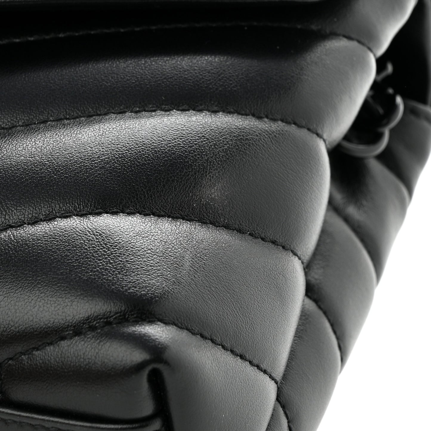 Calfskin Y Quilted Monogram Monochrome Toy Loulou Crossbody Bag Black