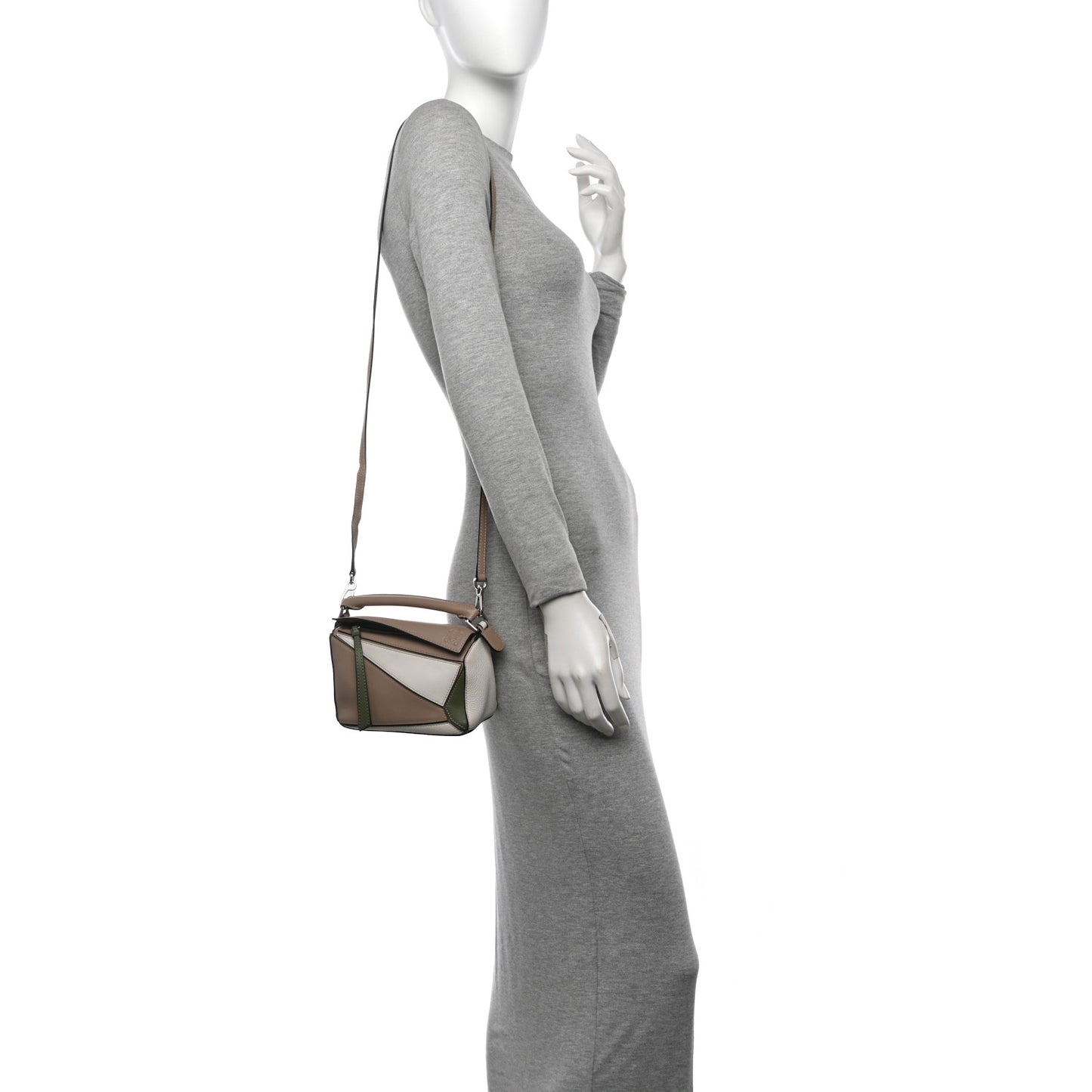 Calfskin Mini Puzzle Bag Sand Avocado Green