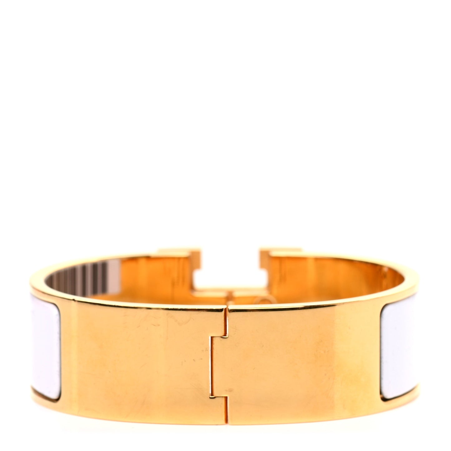 Enamel Wide Clic Clac H Bracelet GM White