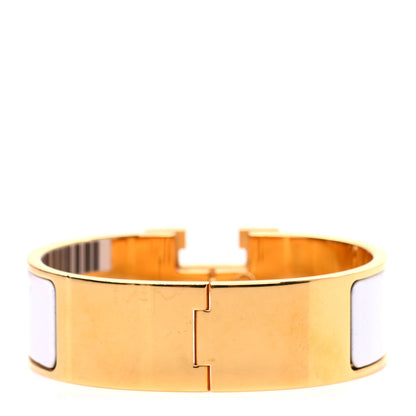 Hermes Enamel Wide Clic Clac H Bracelet GM White 3 of 4