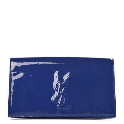 Saint Laurent Patent Calfskin Monogram Large Belle De Jour Clutch Royal Blue 1 of 7