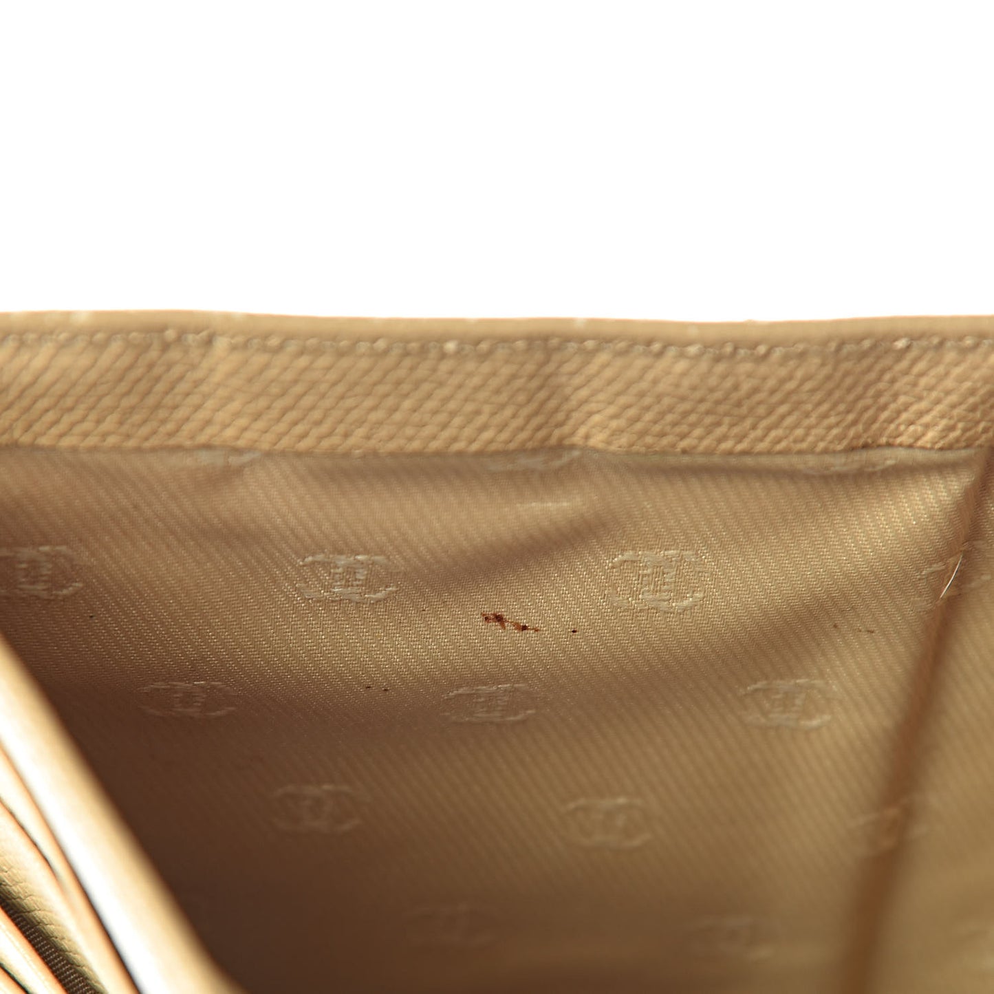 Grained Calfskin CC Button Yen Wallet Beige