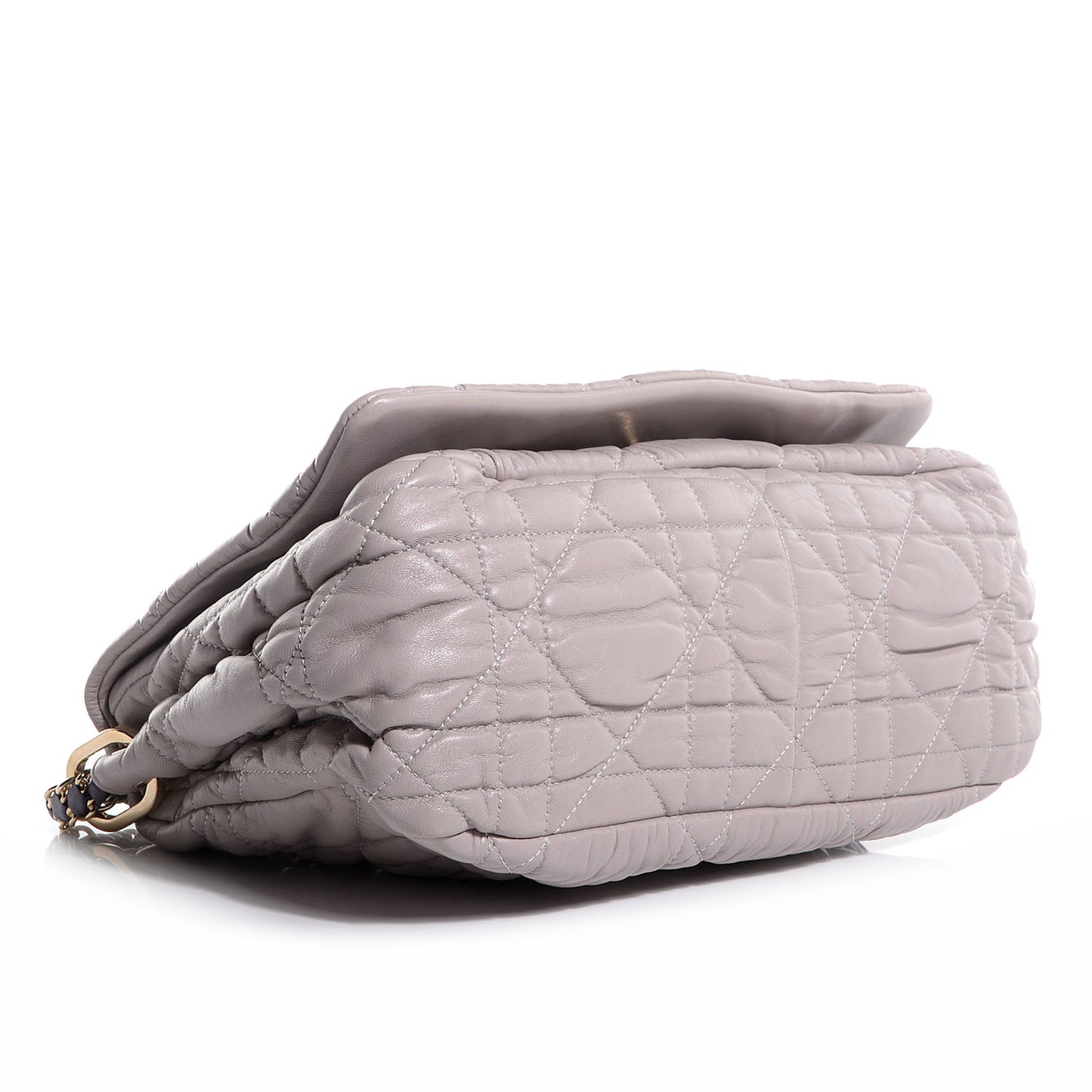 Gaufre Lambskin Cannage Delidior Large Flap Shoulder Bag Grey