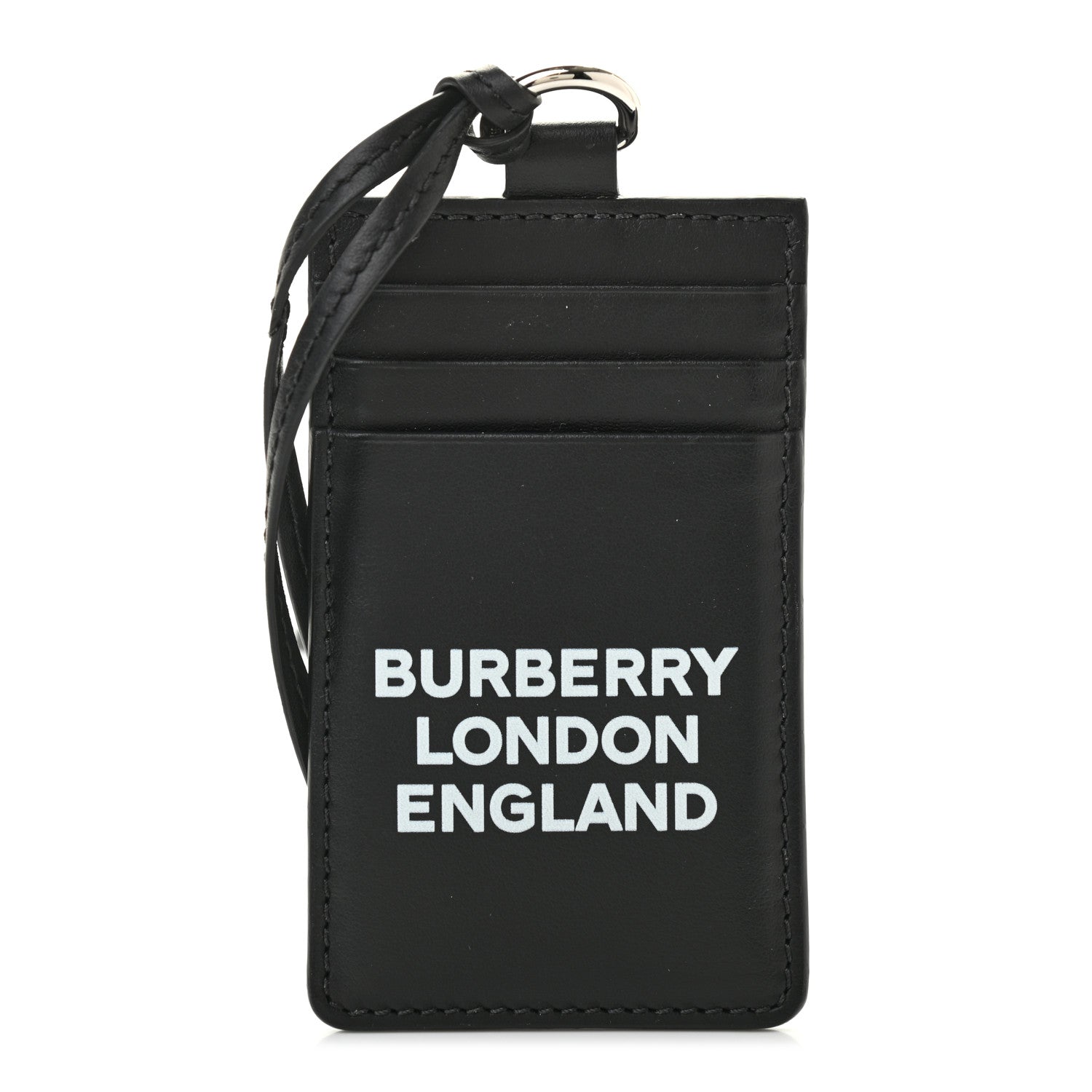 Burberry Calfskin Elmer Lanyard Card Case Black 1 of 8