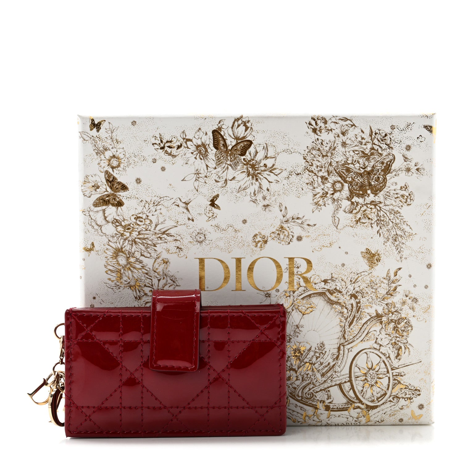Christian Dior Patent Cannage Lady Dior 5-Gusset Card Holder Rouge Ceris 7 of 7