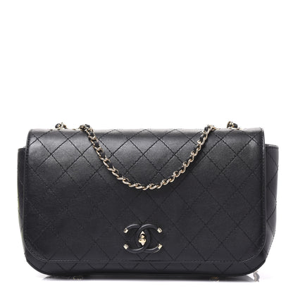 Chanel Calfskin Stitched Medium Covered CC Flap Bag Black 1 of 10