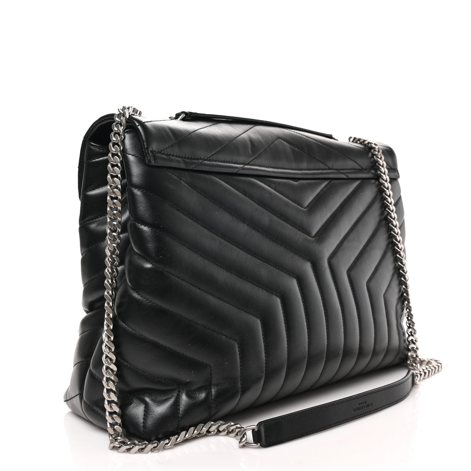 Saint Laurent Calfskin Y Quilted Monogram Large Loulou Chain Satchel Black 3 of 10