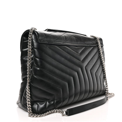 Saint Laurent Calfskin Y Quilted Monogram Large Loulou Chain Satchel Black 3 of 10