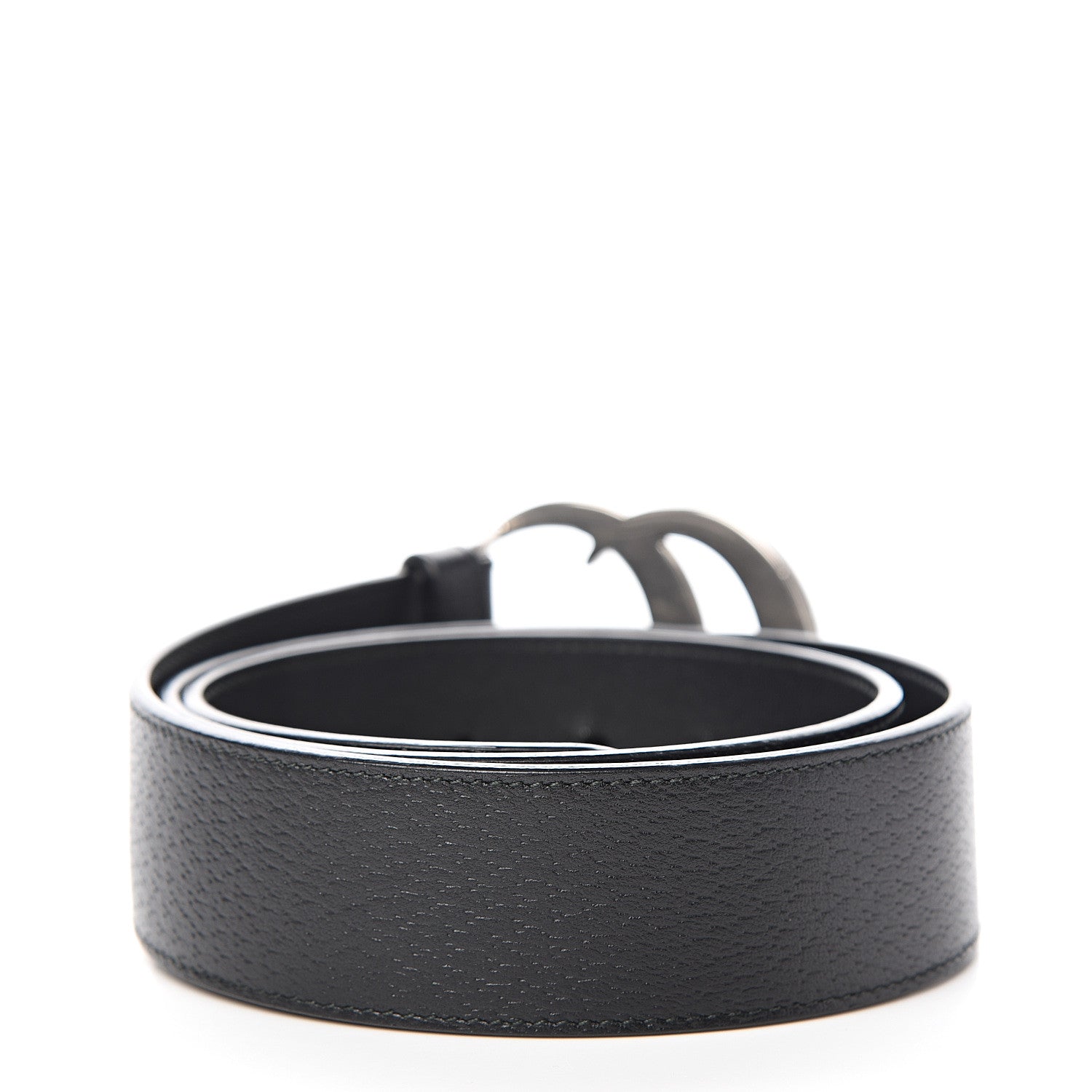 Gucci Textured Dollar Calfskin Nickel Double G 40mm Belt 85 34 Black 2 of 6