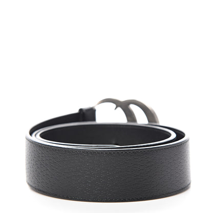 Gucci Textured Dollar Calfskin Nickel Double G 40mm Belt 85 34 Black 2 of 6