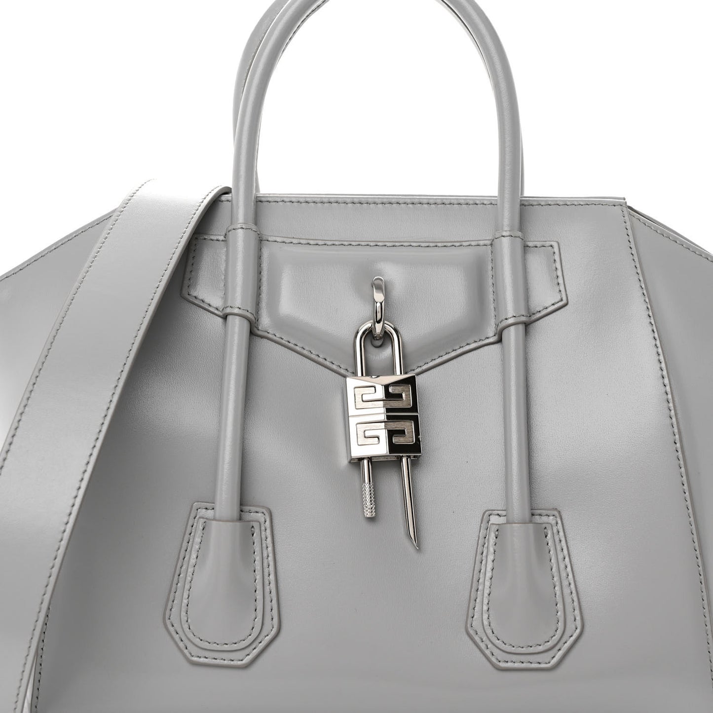 Box Calfskin Small Lock Antigona Shoulder Bag Cloud Grey