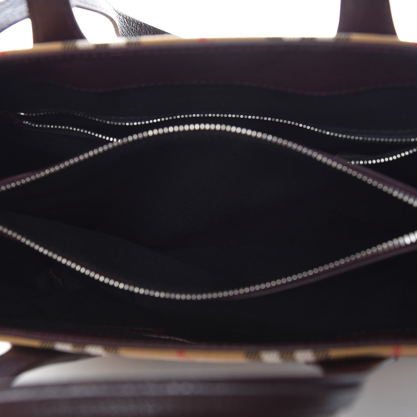 Goatskin Vintage Check Medium Banner Tote Deep Claret