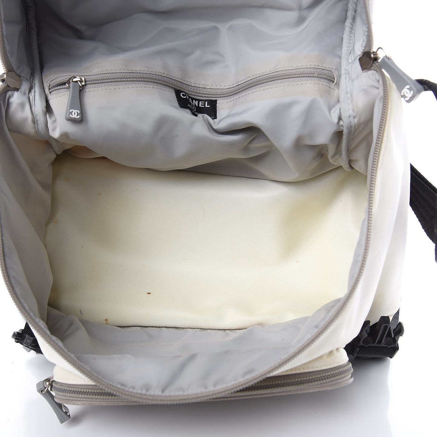 Nylon Calfskin CC Backpack White Gray