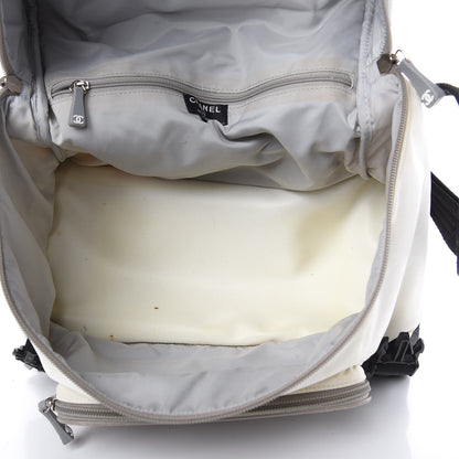 Chanel Nylon Calfskin CC Backpack White Gray 5 of 25