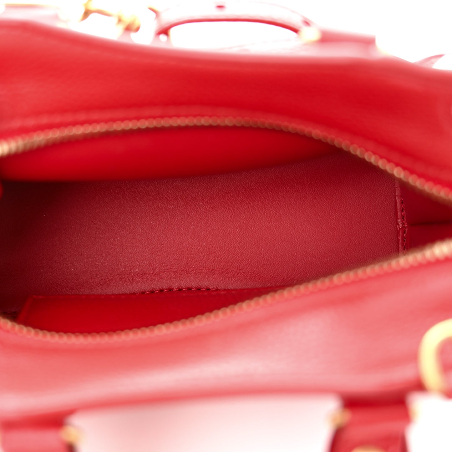 Grained Calfskin Neo Classic Gold Hardware Nano City Crossbody Medium Red
