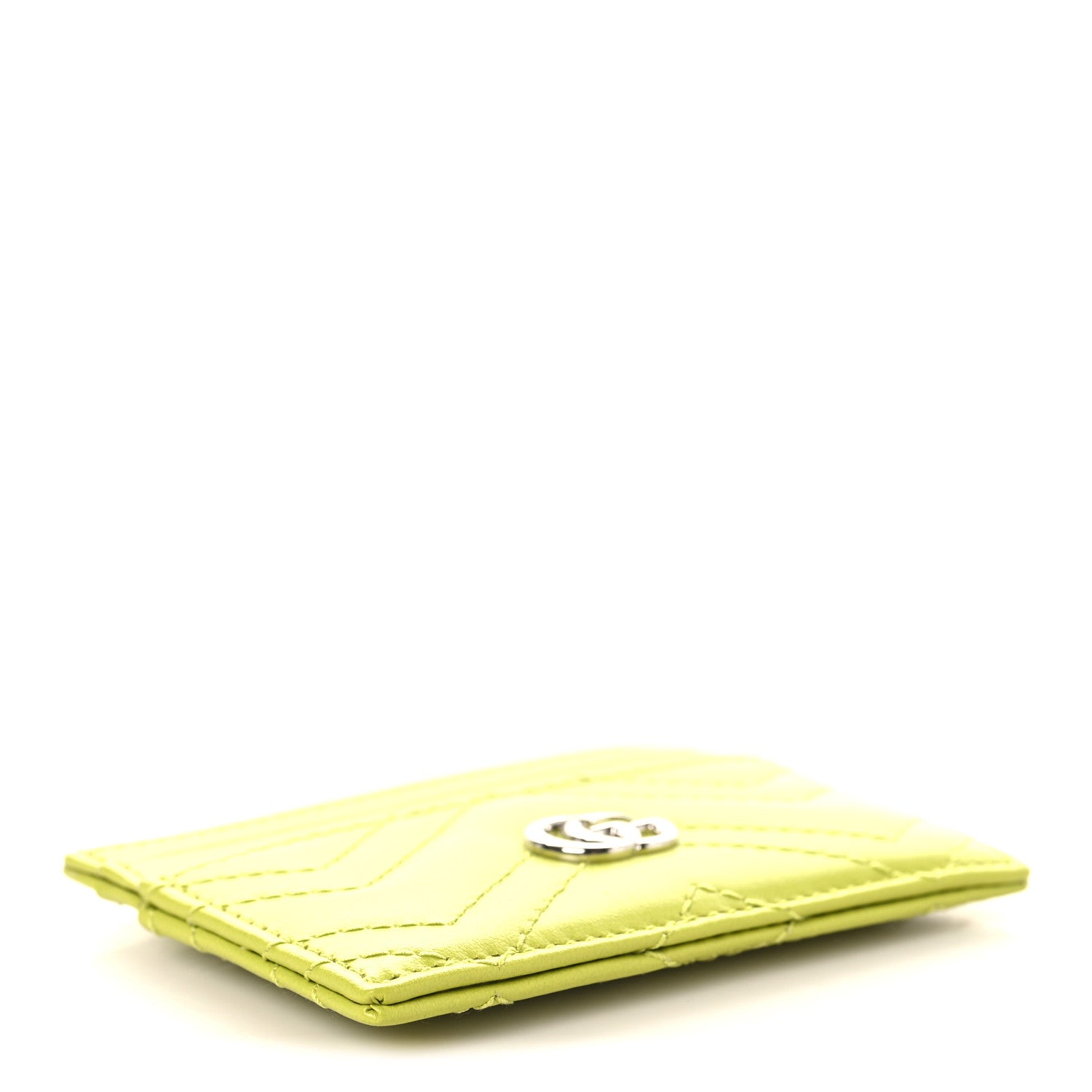 Gucci Calfskin Matelasse GG Marmont Card Holder Bright Green 4 of 6
