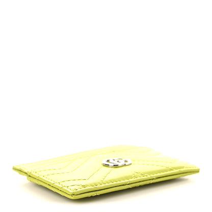 Gucci Calfskin Matelasse GG Marmont Card Holder Bright Green 4 of 6