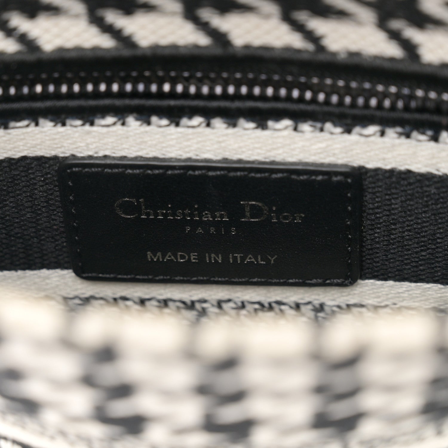 Christian Dior Canvas Houndstooth Embroidered Mini Lady D-Lite Black White 6 of 10