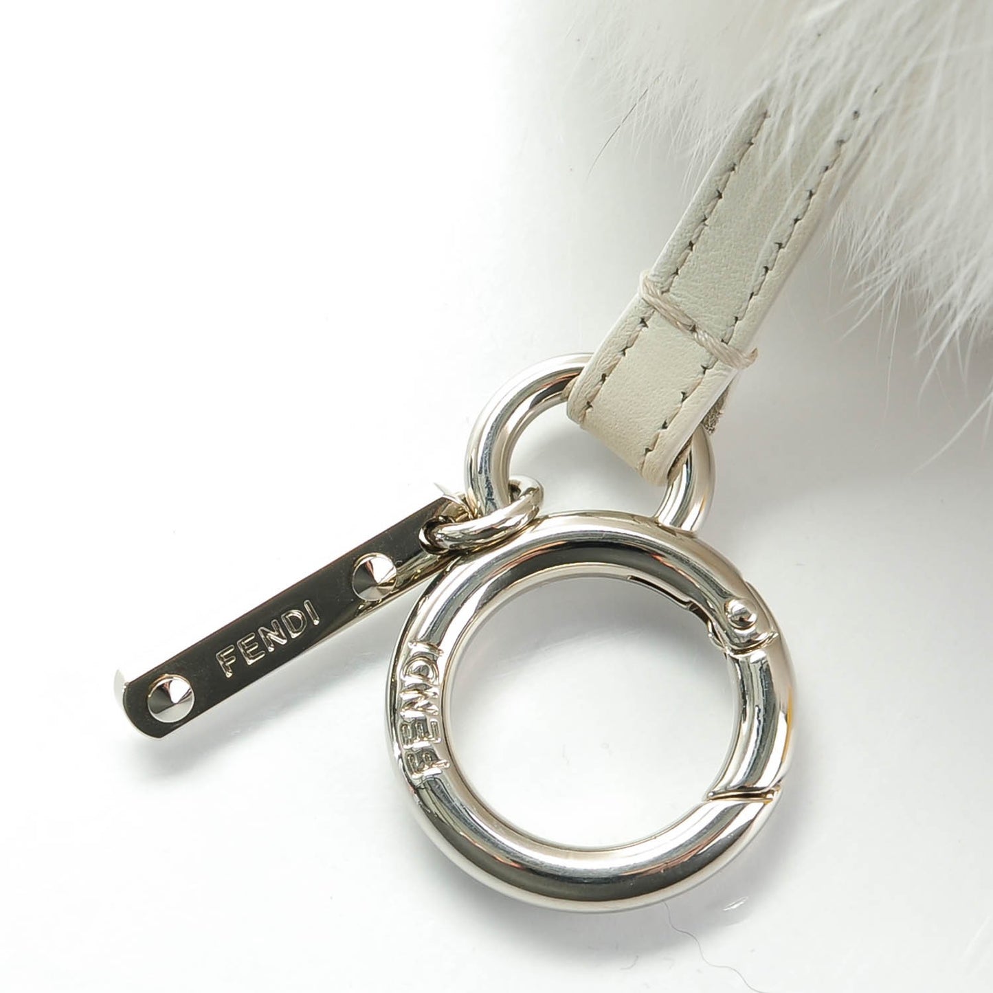 Fox Fur Shiny Nappa Bi-Color J ABCharm Bag Charm White Blue