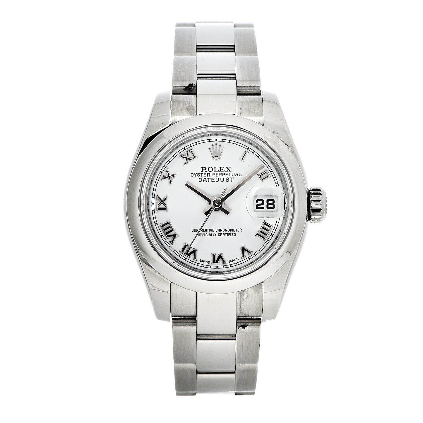 Stainless Steel 26mm Oyster Perpetual Datejust Watch White Roman