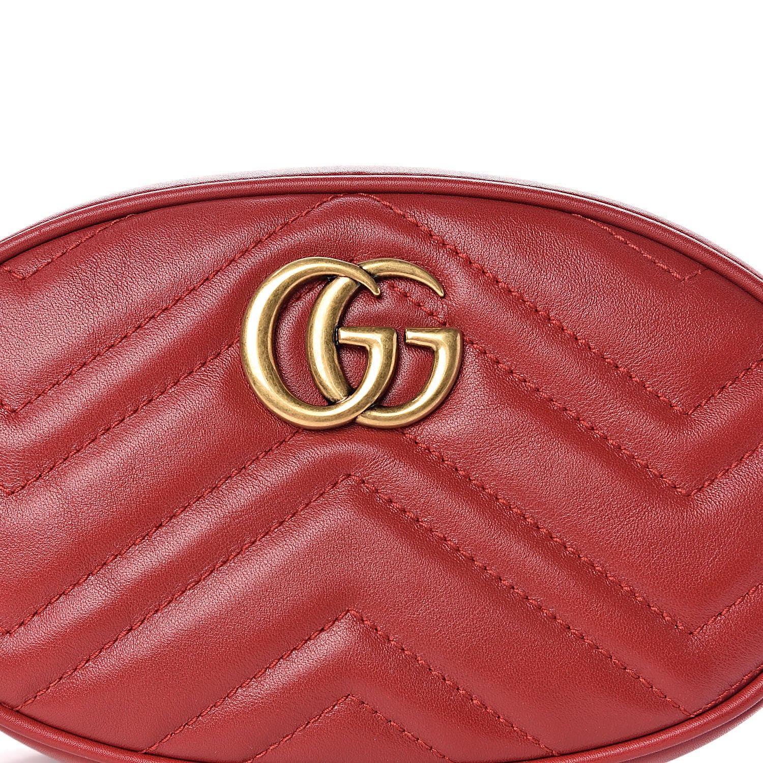 Gucci Calfskin Matelasse GG Marmont Belt Bag 85 34 Hibiscus Red 8 of 10
