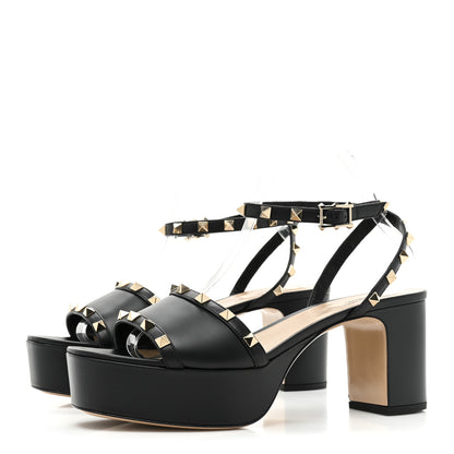 Valentino Garavani Calfskin Rockstud 35/75mm Platform Sandals 41 Black 3 of 9
