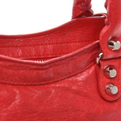 Balenciaga Agneau Classic Silver Hardware Mini City Logo Strap Rouge Cardinal Black 11 of 15