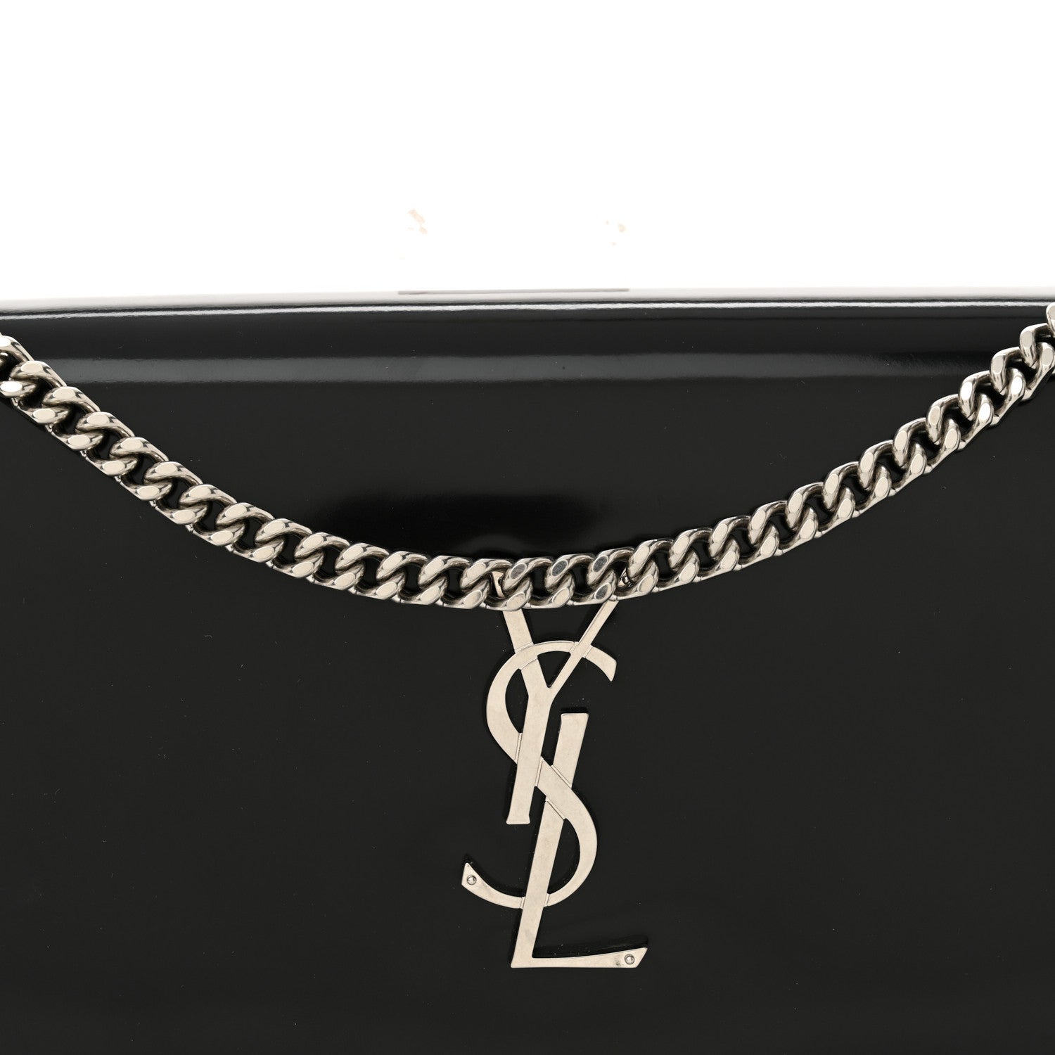 Saint Laurent Glazed Calfskin Cassandre Wallet On Chain WOC Black 8 of 11