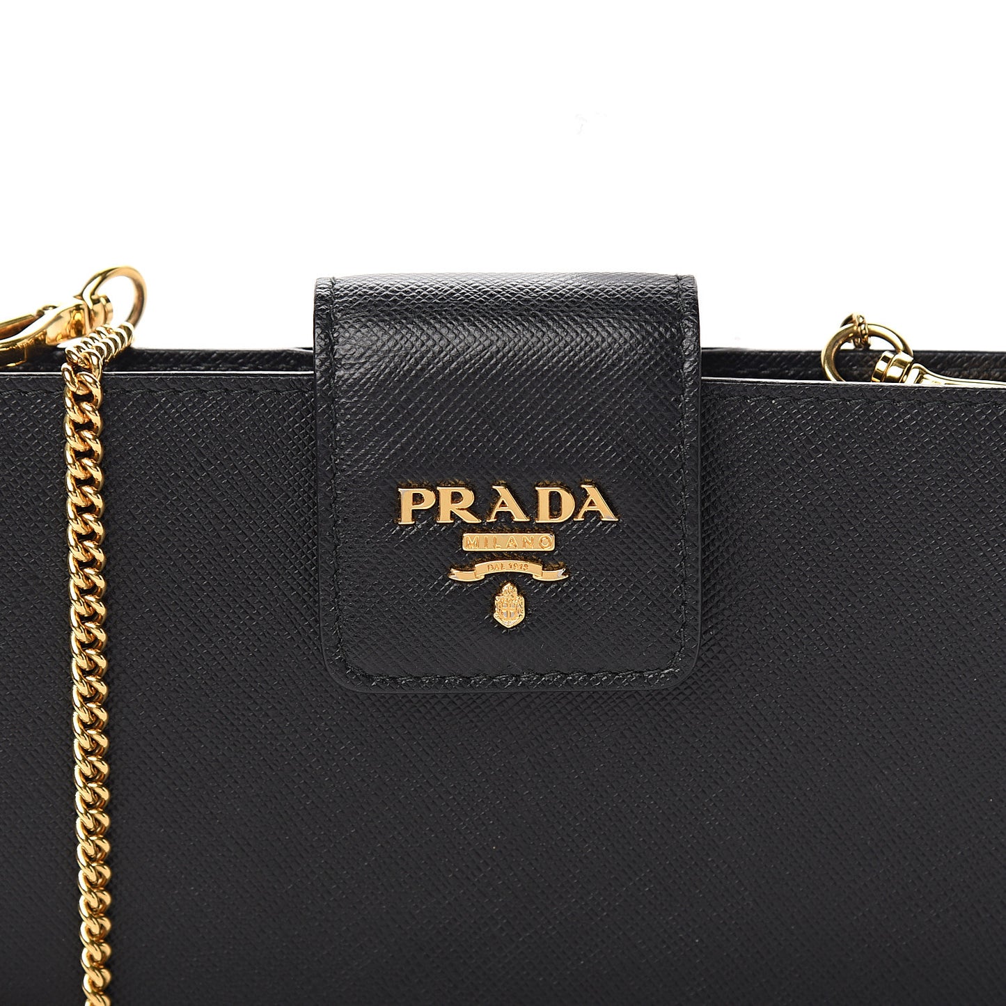 Saffiano Metal Mini Chain Wallet Black