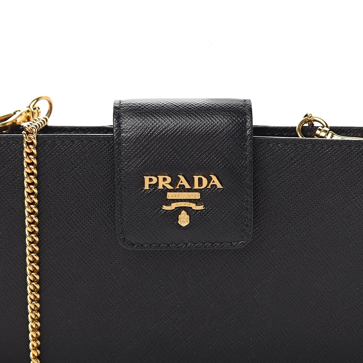 Prada Saffiano Metal Mini Chain Wallet Black 8 of 8