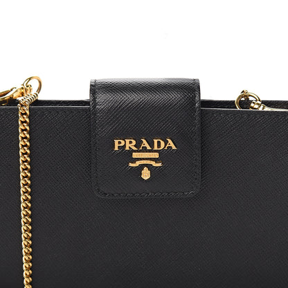 Prada Saffiano Metal Mini Chain Wallet Black 8 of 8