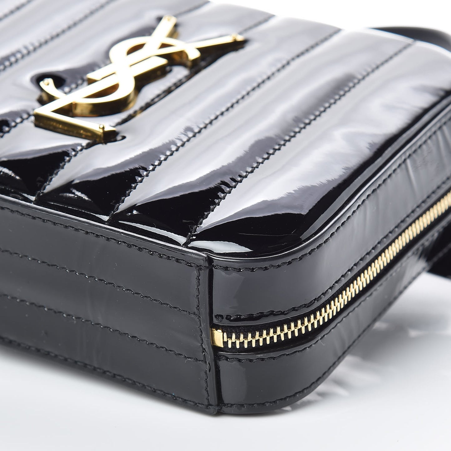 Patent Matelasse Vicky Monogram Belt Bag Black