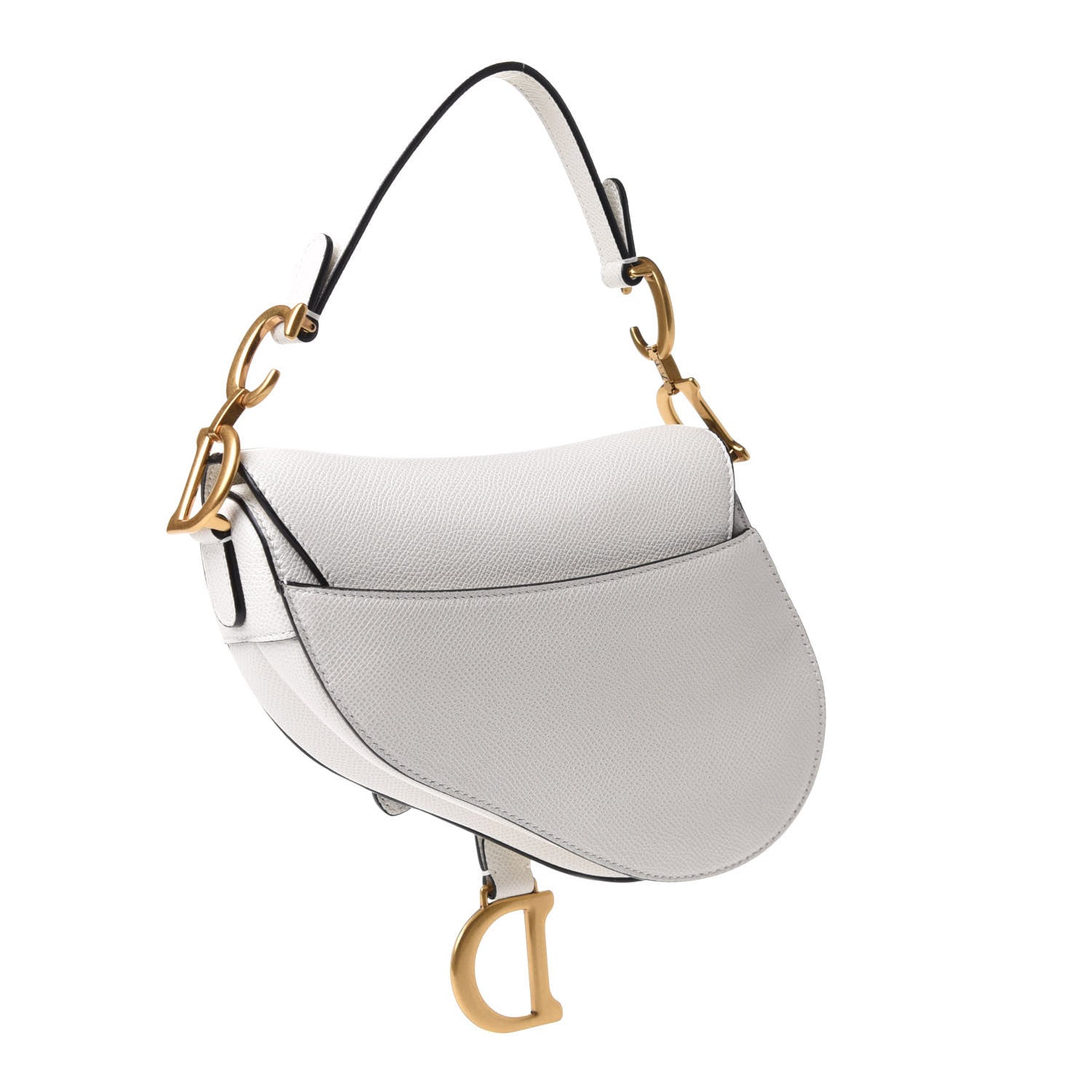 Christian Dior Grained Calfskin Mini Saddle Bag White 3 of 12