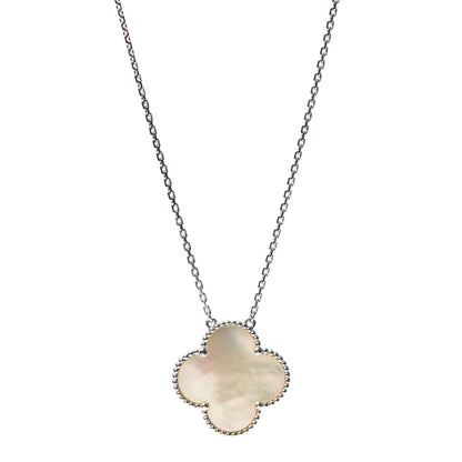 Van Cleef & Arpels 18K White Gold Mother of Pearl Magic Alhambra Pendant Necklace 1 of 7