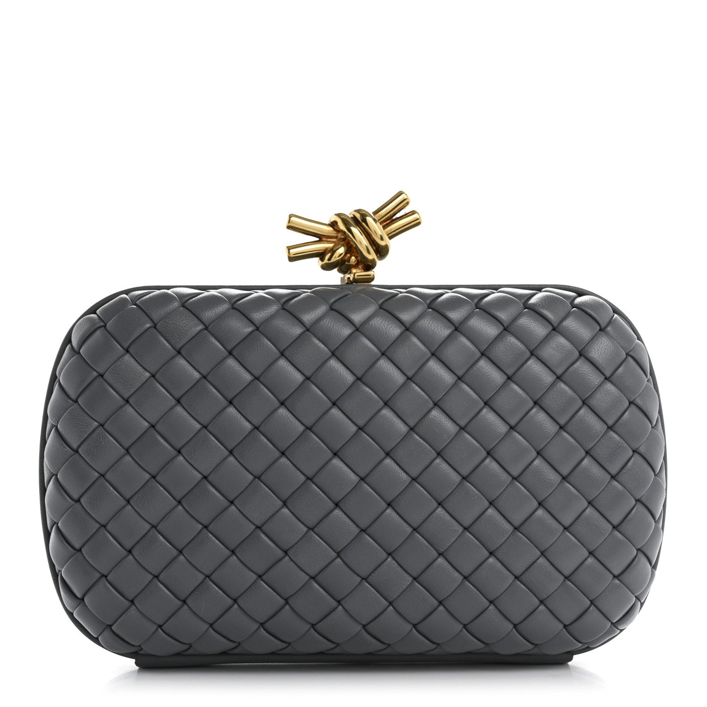 Nappa Intrecciato Minaudiere Knot Clutch Slate