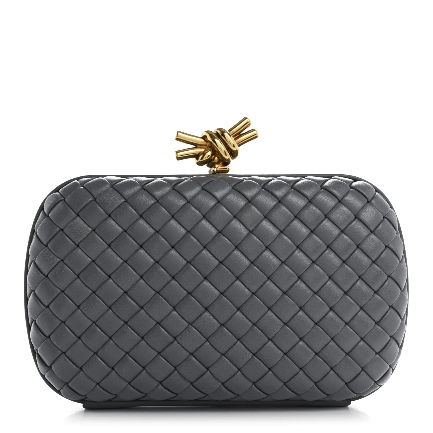 Bottega Veneta Nappa Intrecciato Minaudiere Knot Clutch Slate 1 of 6