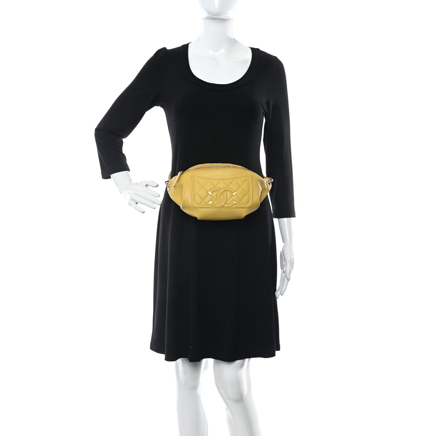 Chanel Caviar Quilted Filigree Waist Bag Yellow 2 of 15