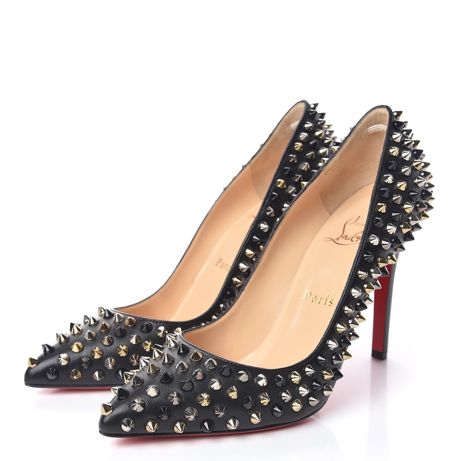 Christian Louboutin Nappa Pigalle Spikes 100 Pumps 37 Black 3 of 8