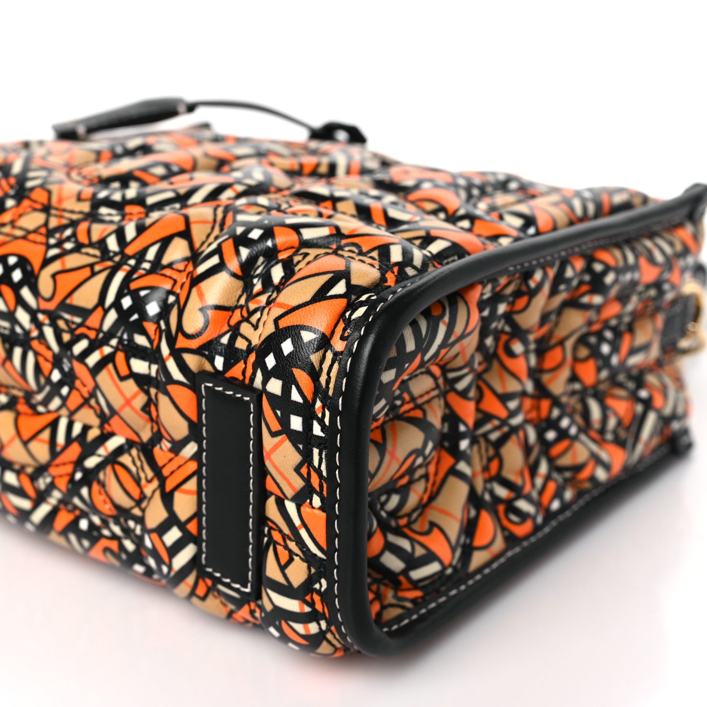 Lambskin Quilted Printed TB Heritage Check Mini Freya Tote Orange