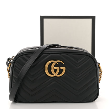 Gucci Calfskin Matelasse Small GG Marmont Chain Shoulder Bag Black 12 of 12