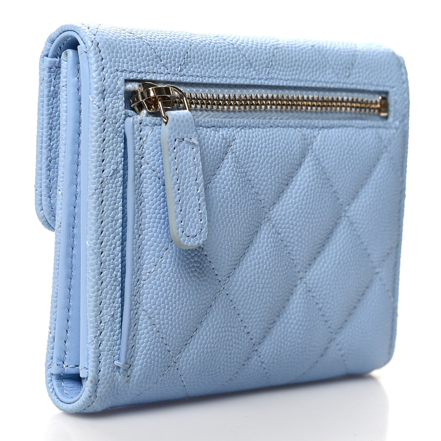 Chanel Caviar Quilted Compact Flap Wallet Light Blue 3 of 9