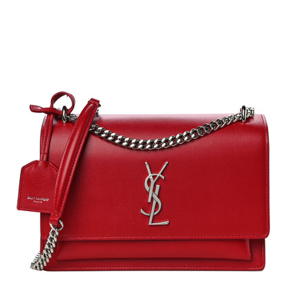 Saint Laurent Grained Calfskin Medium Monogram Sunset Red 2 of 12